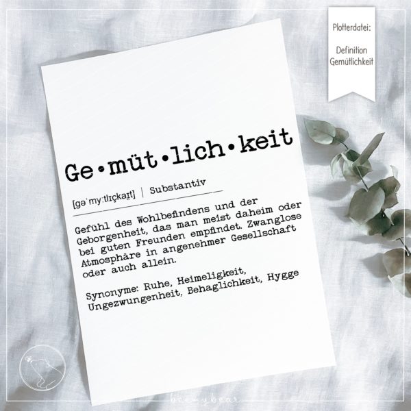Plotterdatei DEFINITION GEMÜTLICHKEIT [Digital]