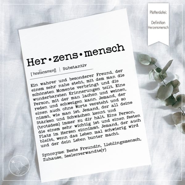 Plotterdatei DEFINITION HERZENSMENSCH [Digital]