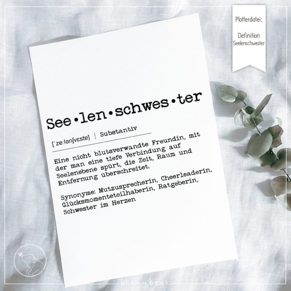 Plotterdatei DEFINITION SEELENSCHWESTER [Digital]