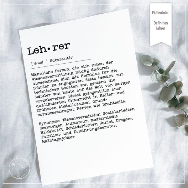 Plotterdatei DEFINITION LEHRER [Digital]
