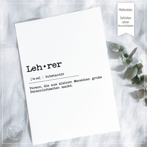 Plotterdatei DEFINITIÖNCHEN Lehrer (Persönlichkeiten) [Digital]