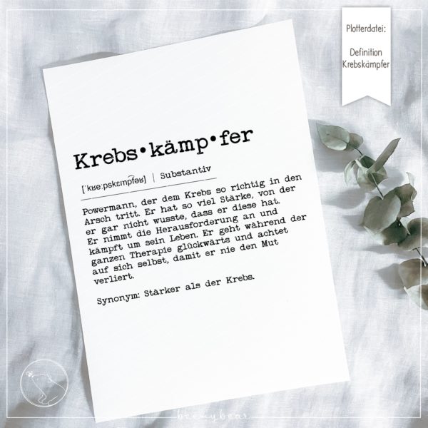 Plotterdatei DEFINITION KREBSKÄMPFER [Digital]