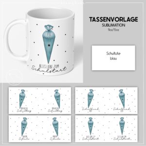 Tassenvorlage Schultüte blau25