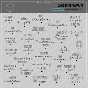Weihnachtliche Sprüche zum Gravieren mit dem Laser, z.B. für Tassen oder andere Gegenstände