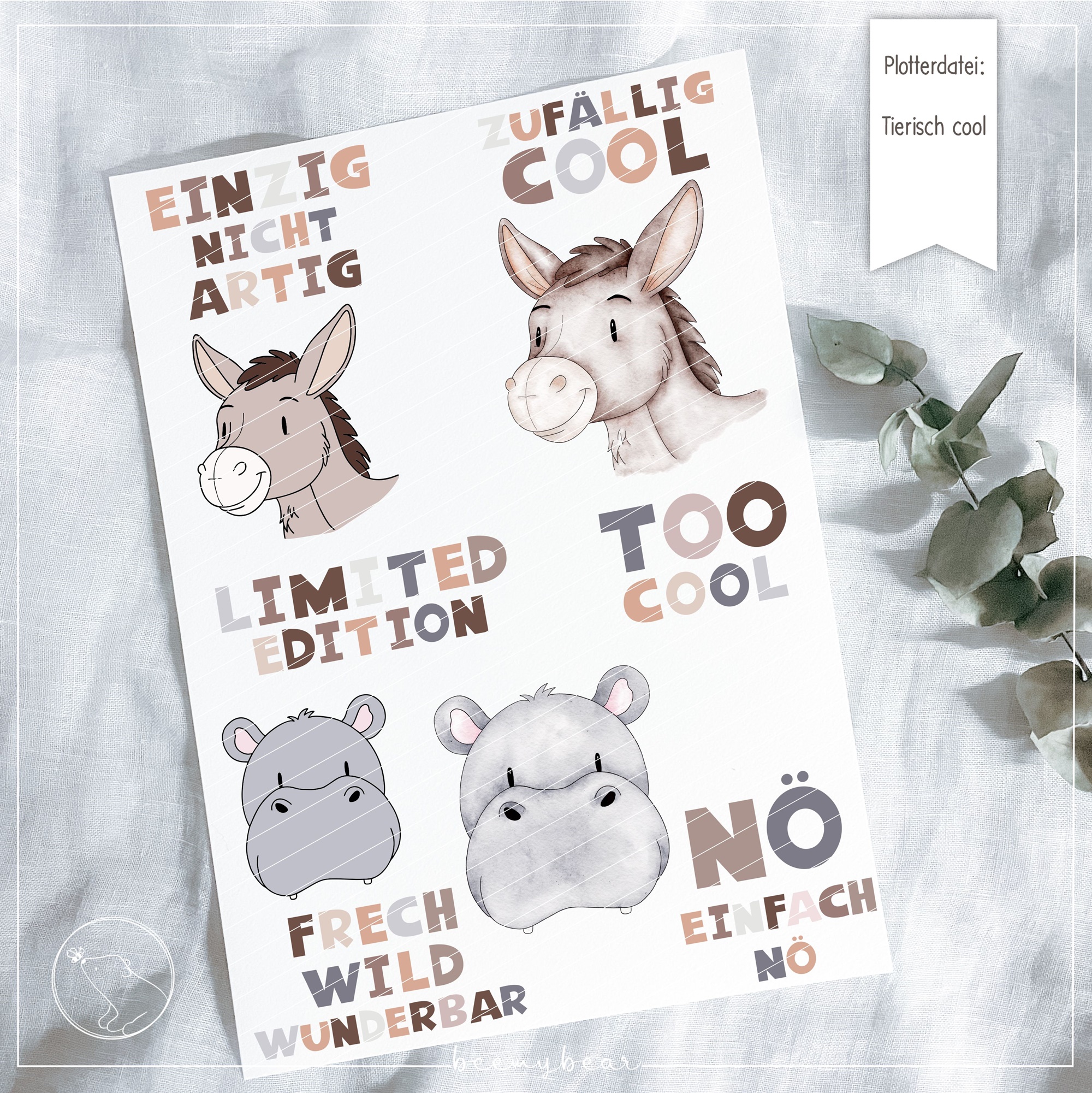 Digistamp von Esel und Nilpferd mit coolen Sprüchen