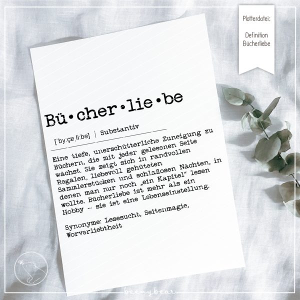 Plotterdatei Definition Bücherliebe