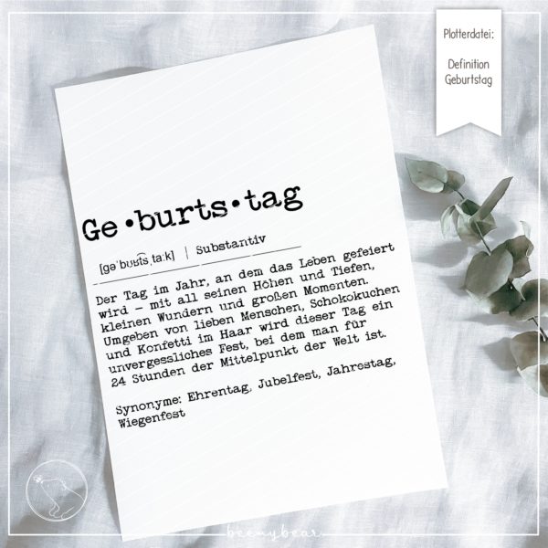 Plotterdatei DEFINITION Geburtstag [Digital]