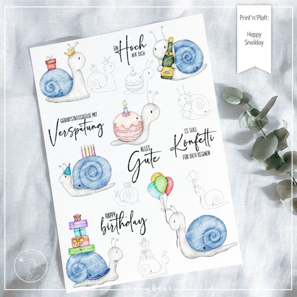 Print n Plott DigiStamp Happy Snailday