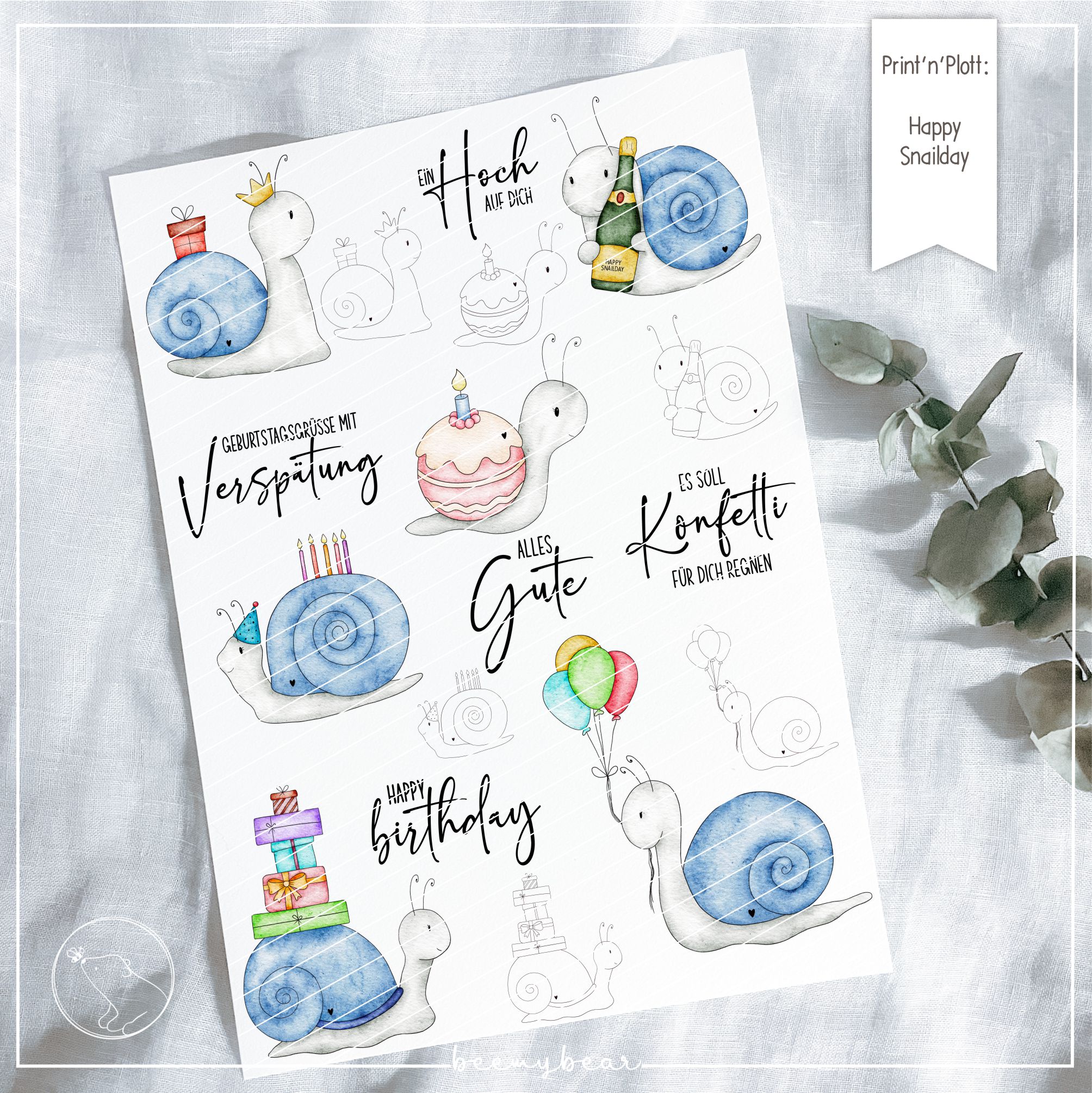 Print n Plott DigiStamp Happy Snailday