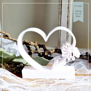 STL Datei Dekoring Herz mit Blume