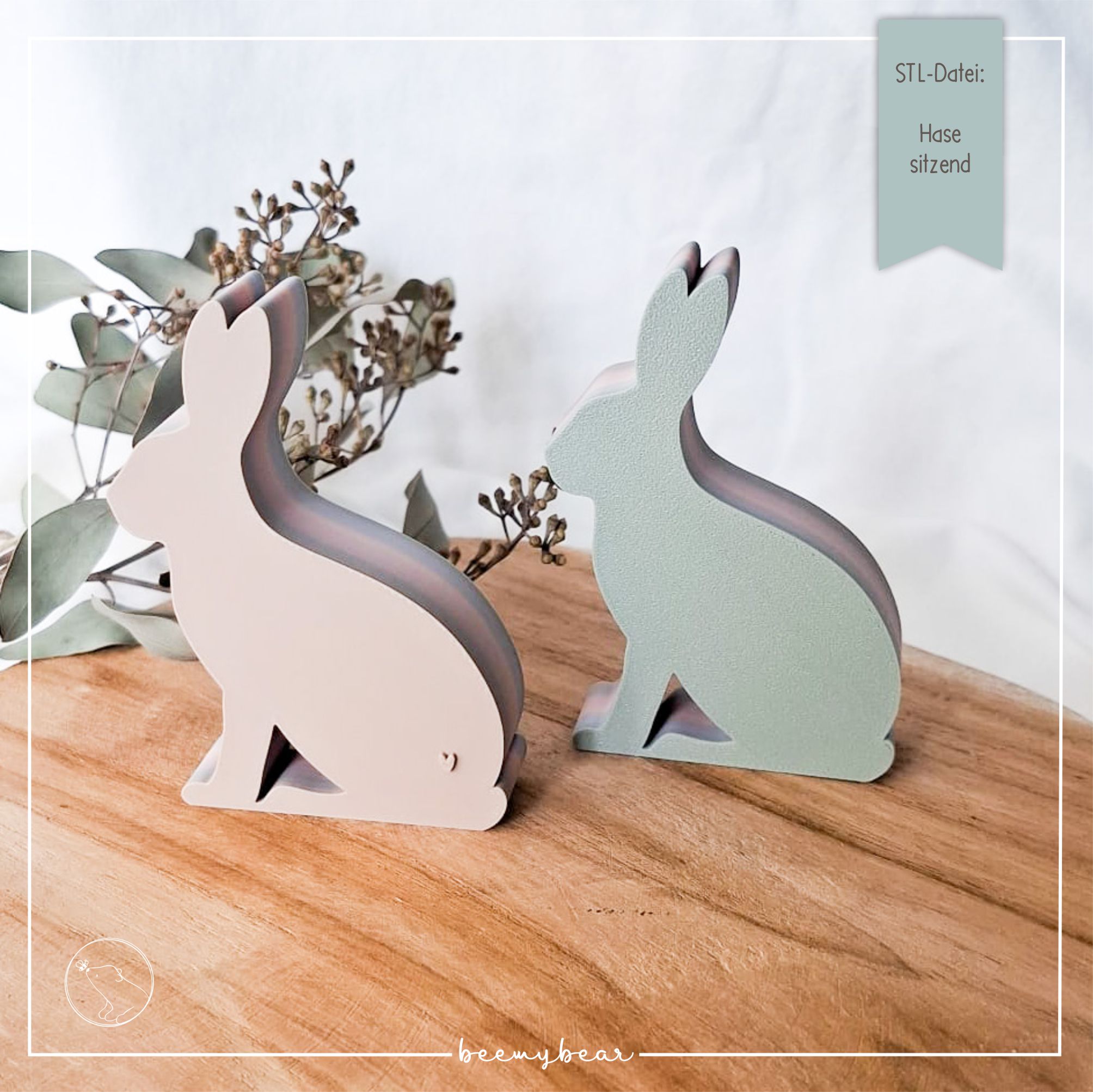 STL Datei Hase sitzend