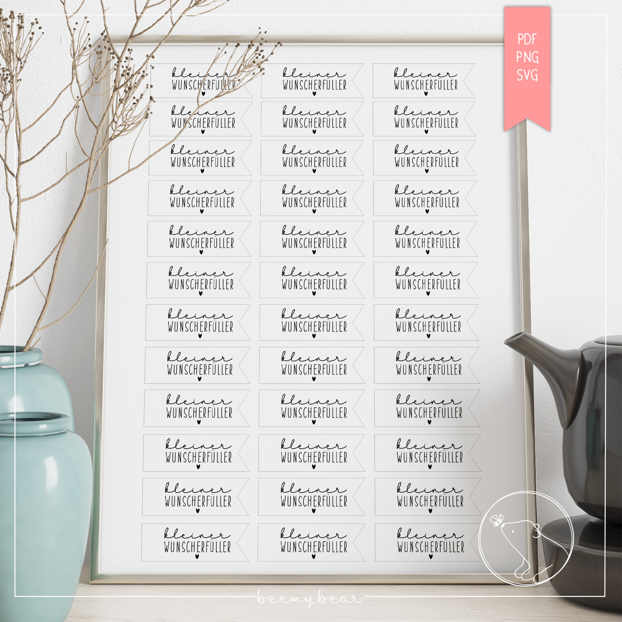 Druckvorlage Fähnchen Kleiner Wunscherfüller