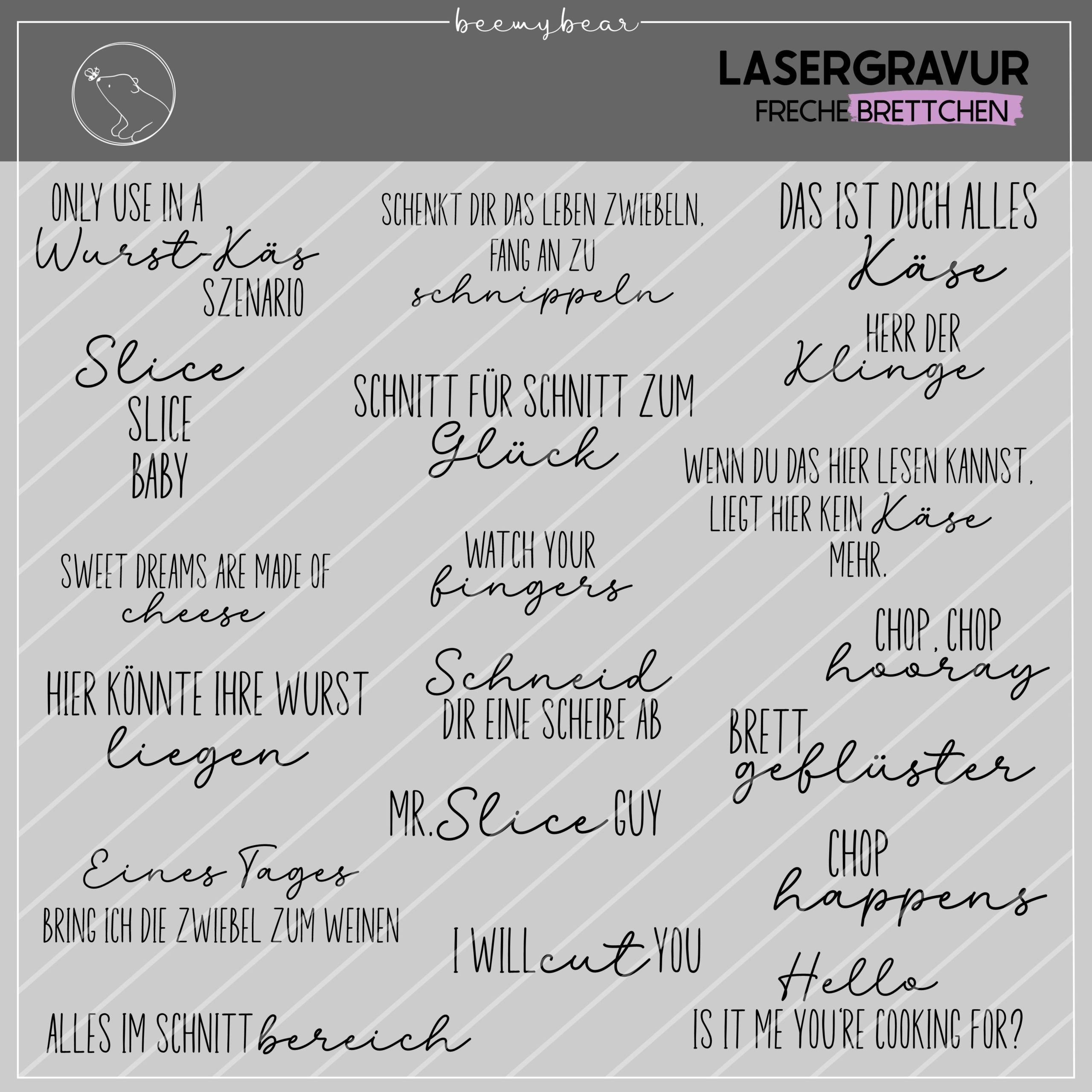 Lasergravur Freche Brettchen