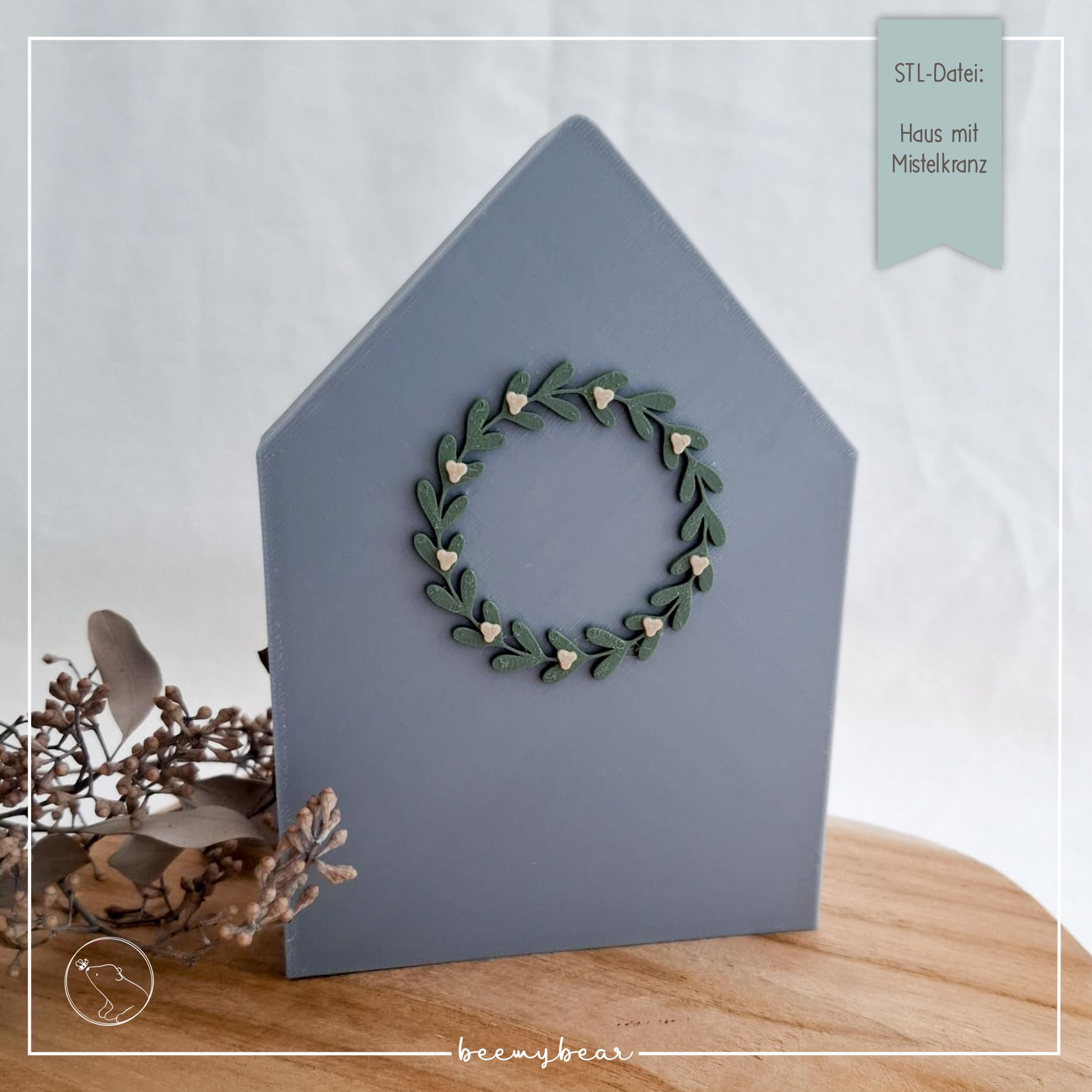 STL Datei Haus mit Mistelkranz