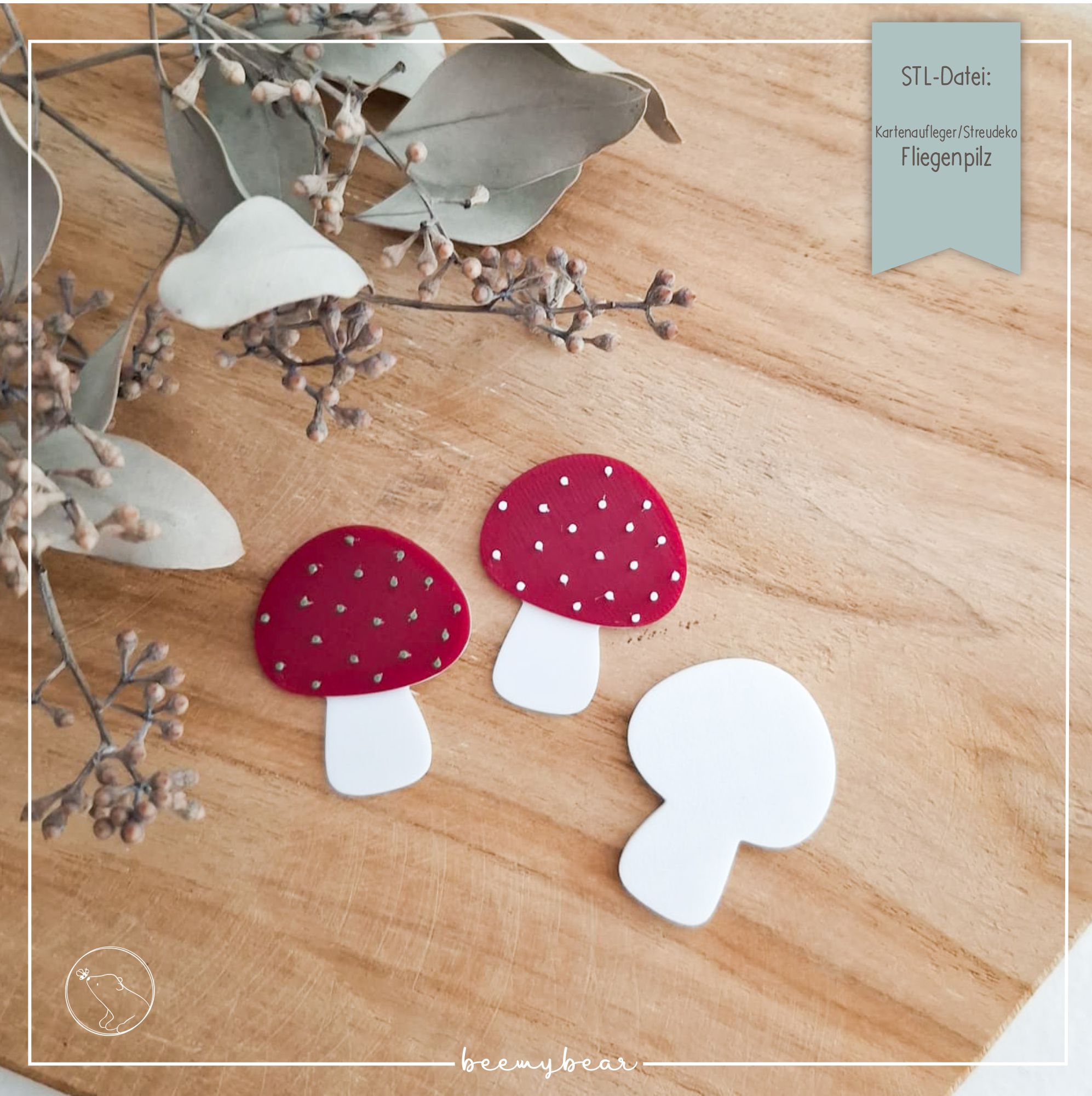 STL Datei Kartenaufleger Fliegenpilz