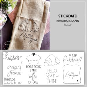 Stickdatei Komm frühstücken