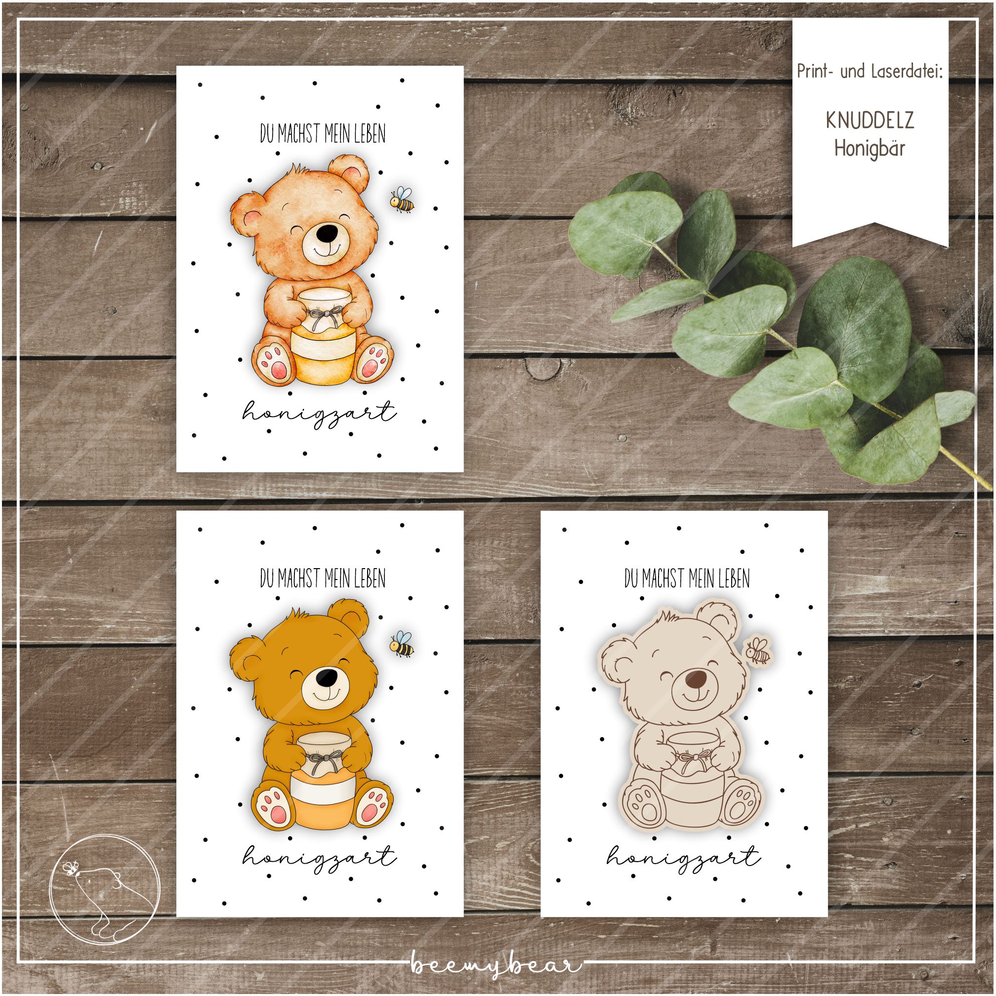 Print und Laserdatei KNUDDELZ Honigbär