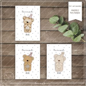 Print und Laserdatei KNUDDELZ Party Teddybär