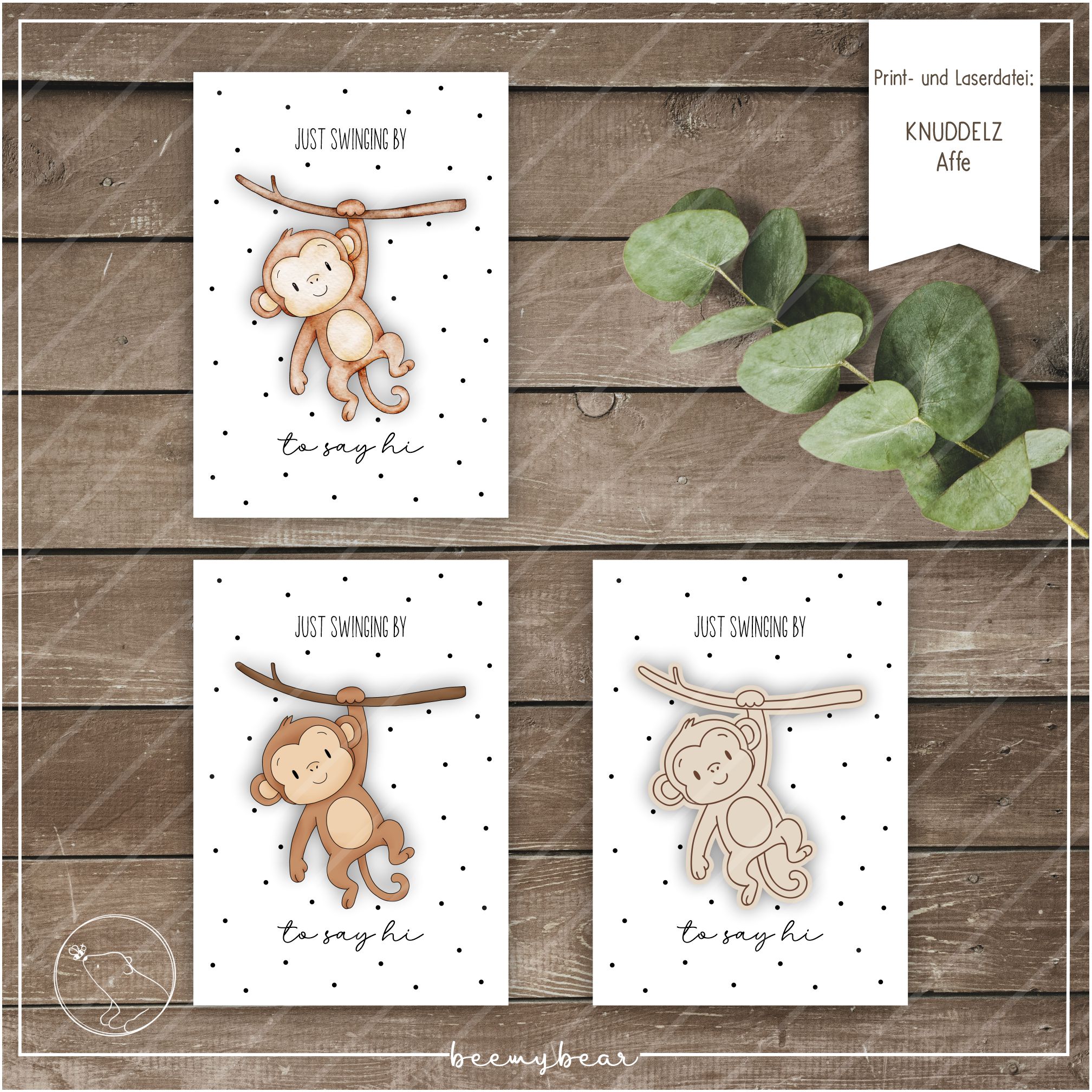 Print und Laserdatei KNUDDELZ Affe
