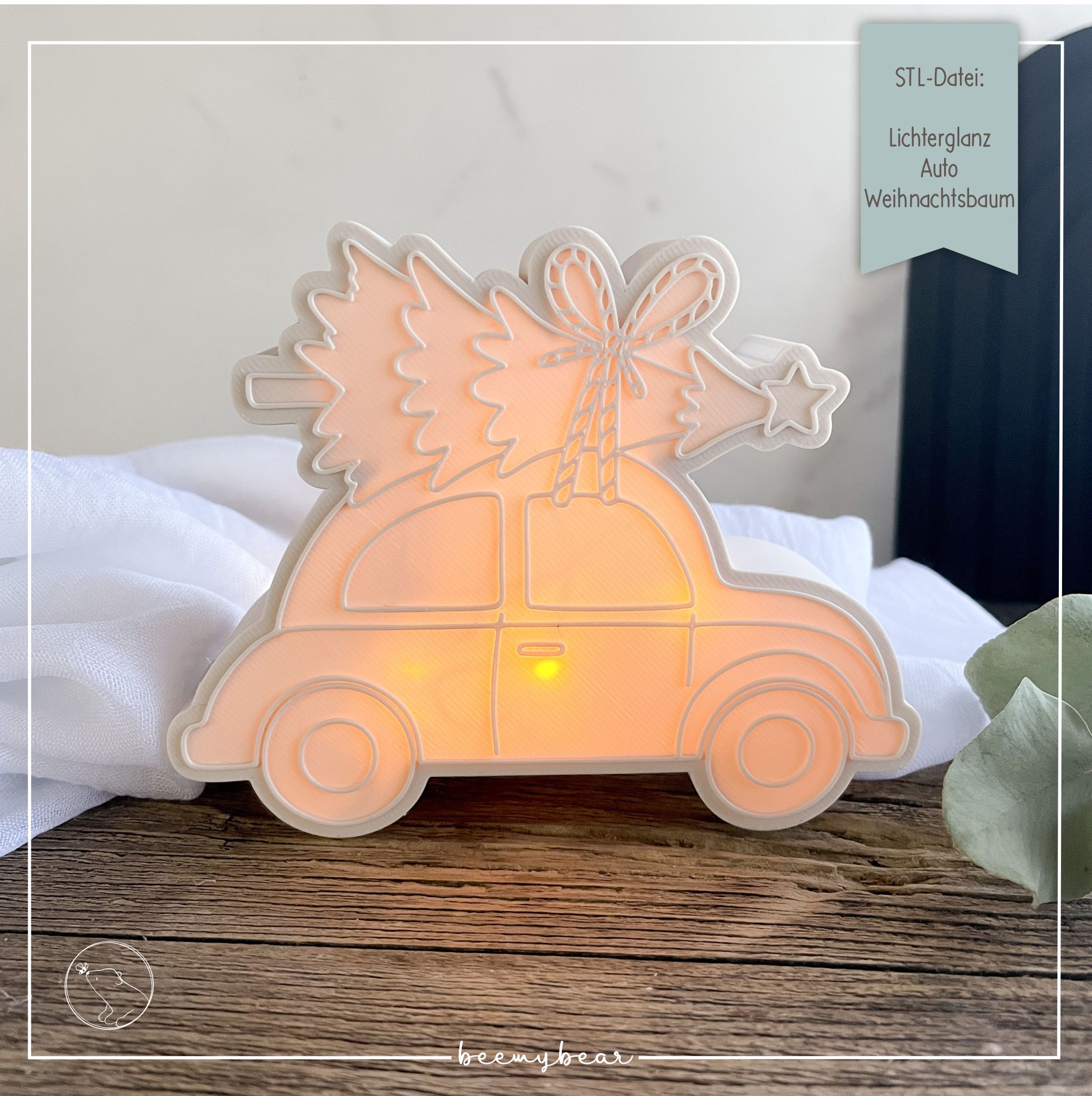 STL Datei Lichterglanz Auto Weihnachtsbaum