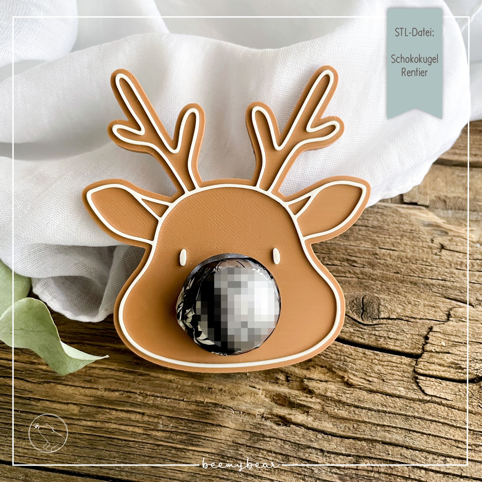 STL Datei Schokokugel Rentier