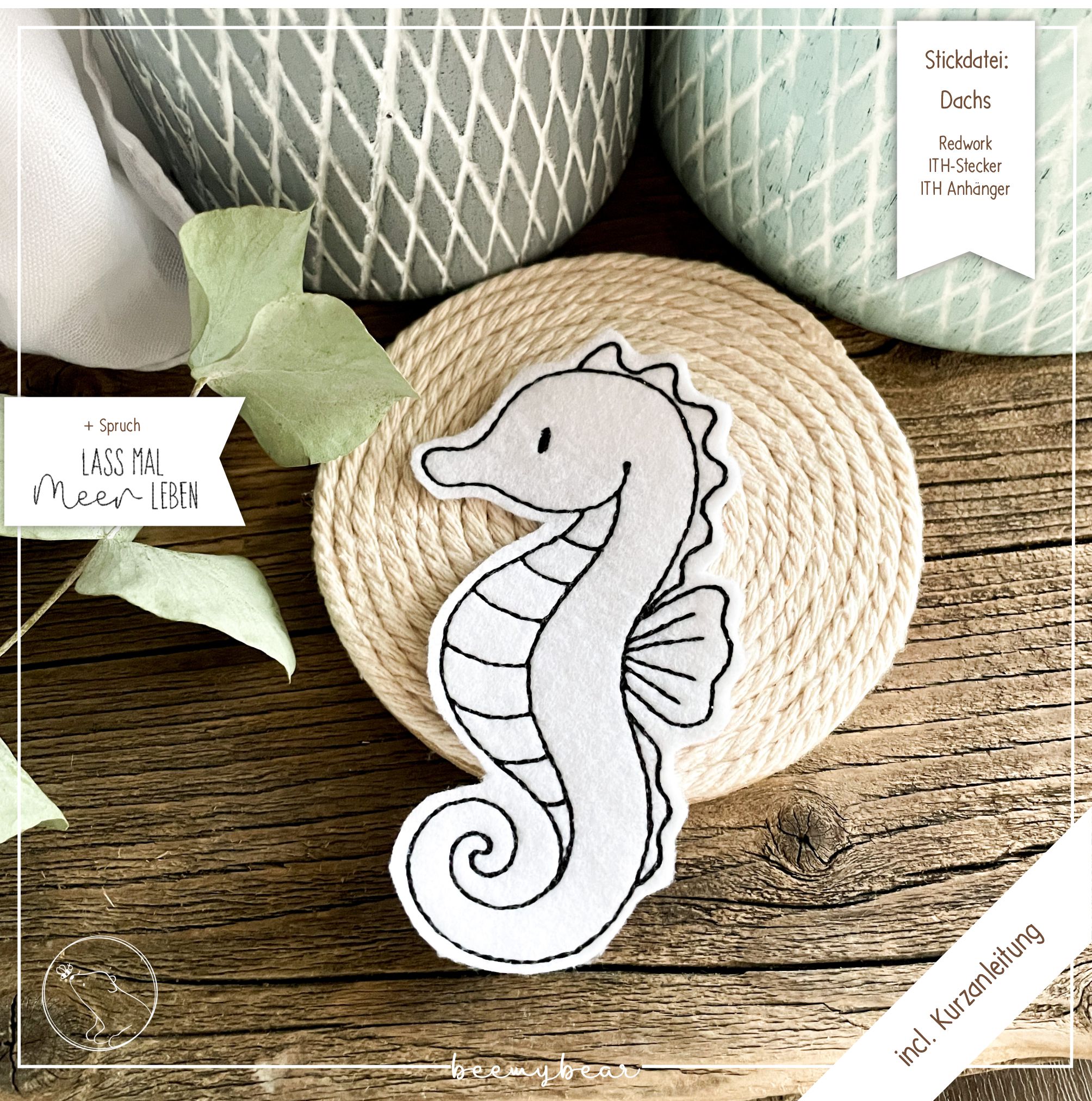 Stickdatei ITH Seepferdchen