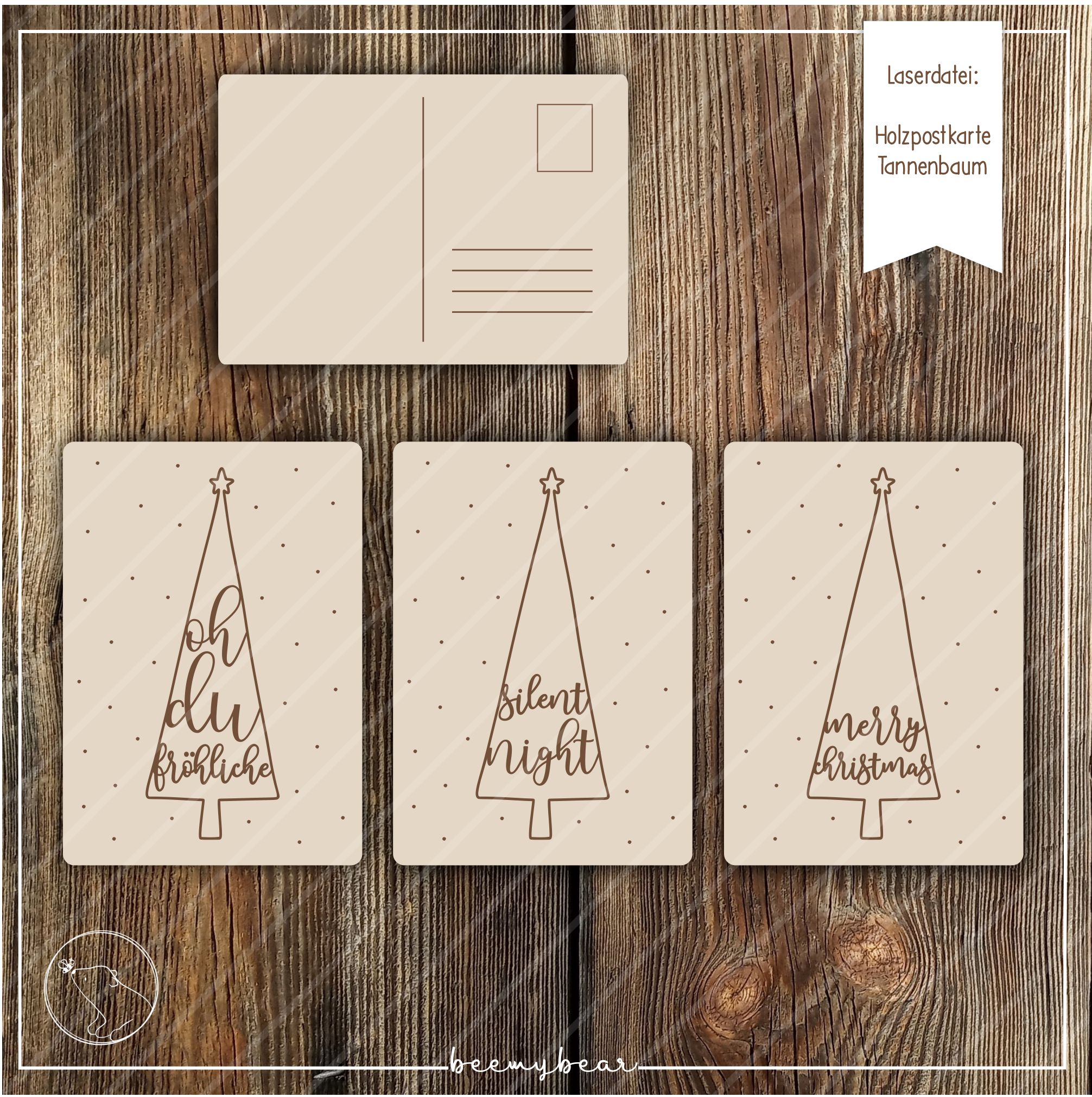 Laserdatei Holzpostkarte Tannenbaum