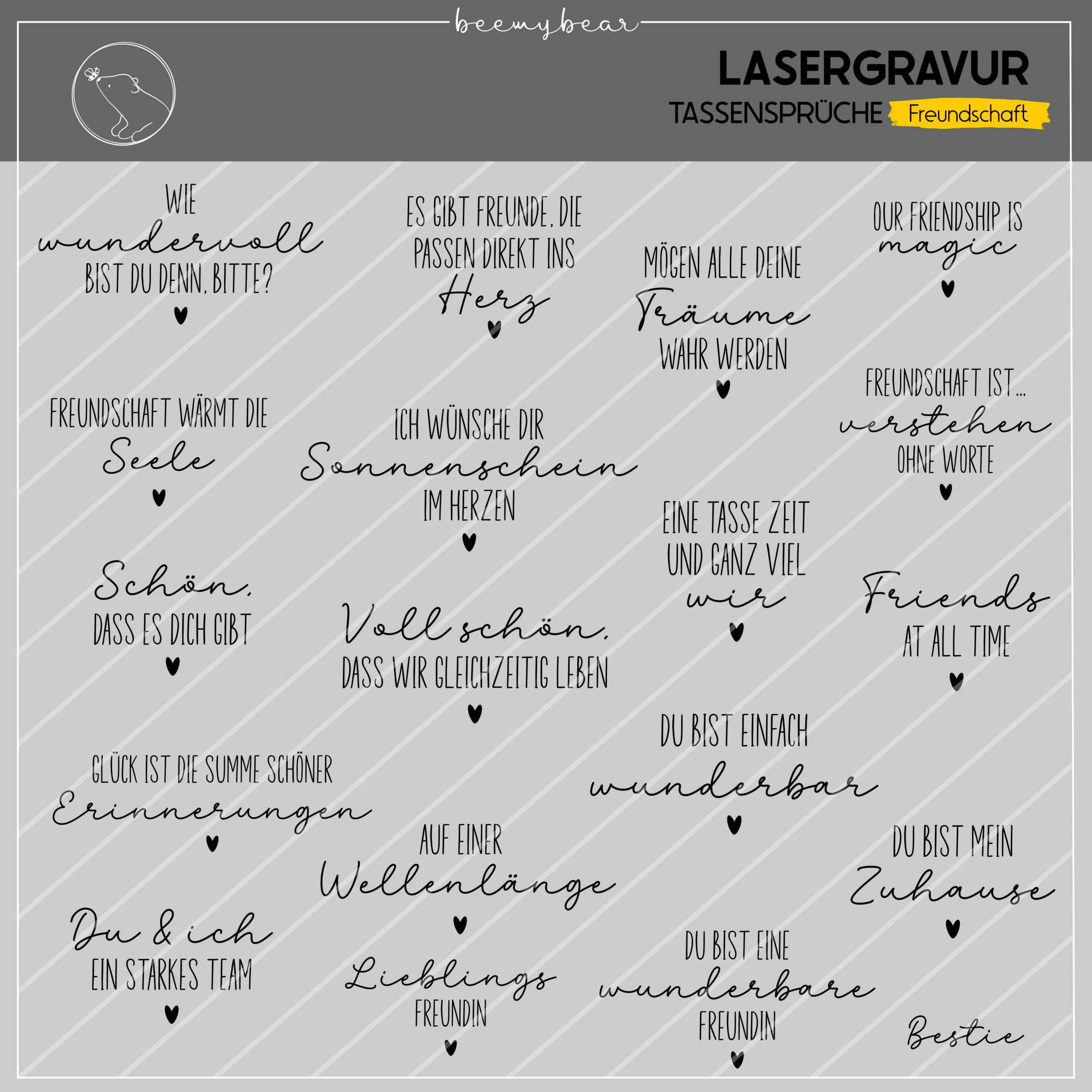 Lasergravur Tassensprüche Freundschaft
