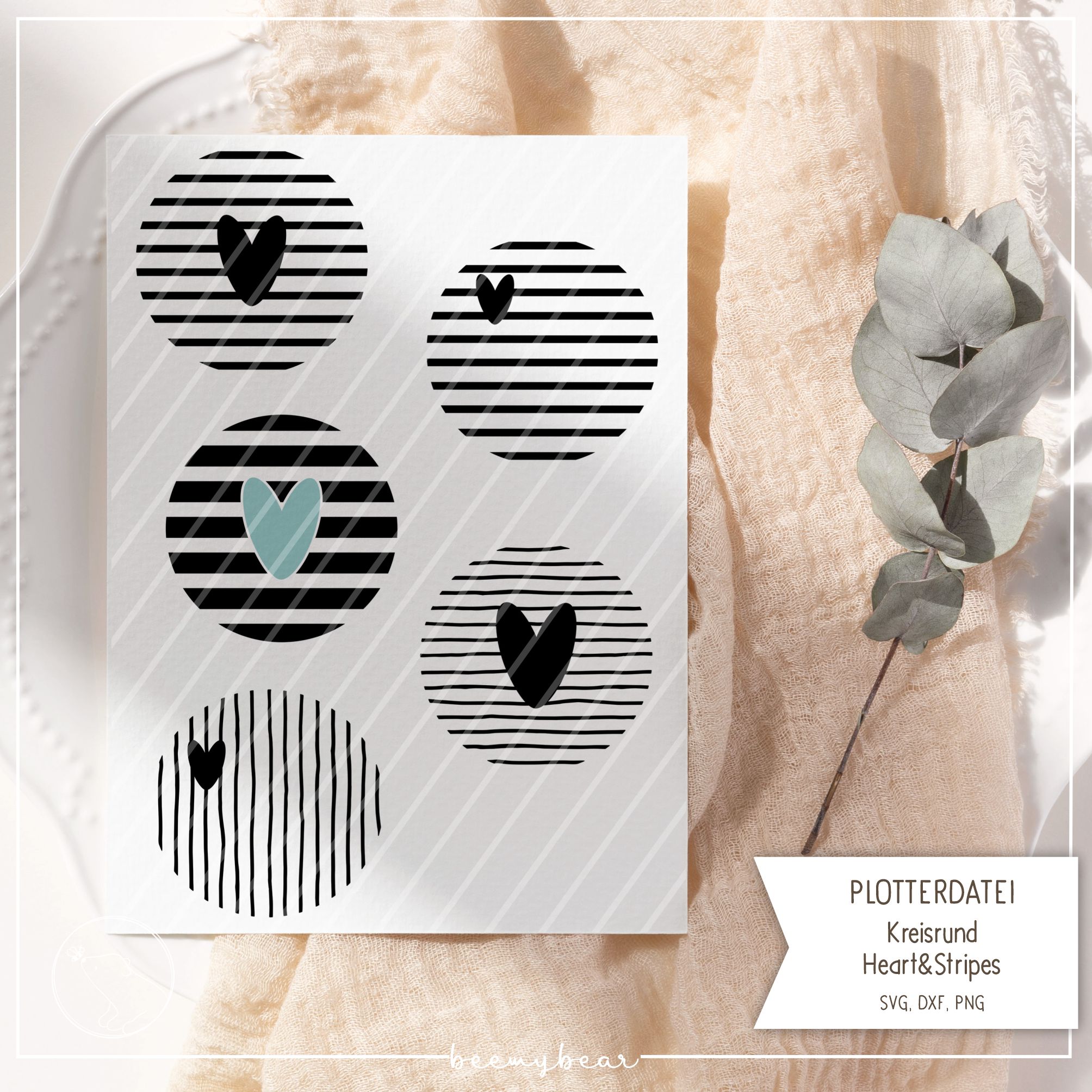 Plotterdatei Kreisrund Heart and Stripes