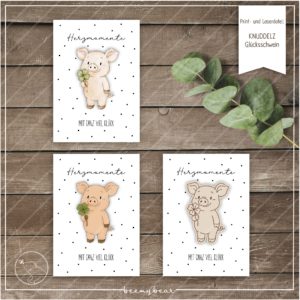 Print und Laserdatei KNUDDELZ Glücksschwein