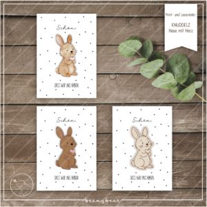 Print und Laserdatei KNUDDELZ Hase mit Herz