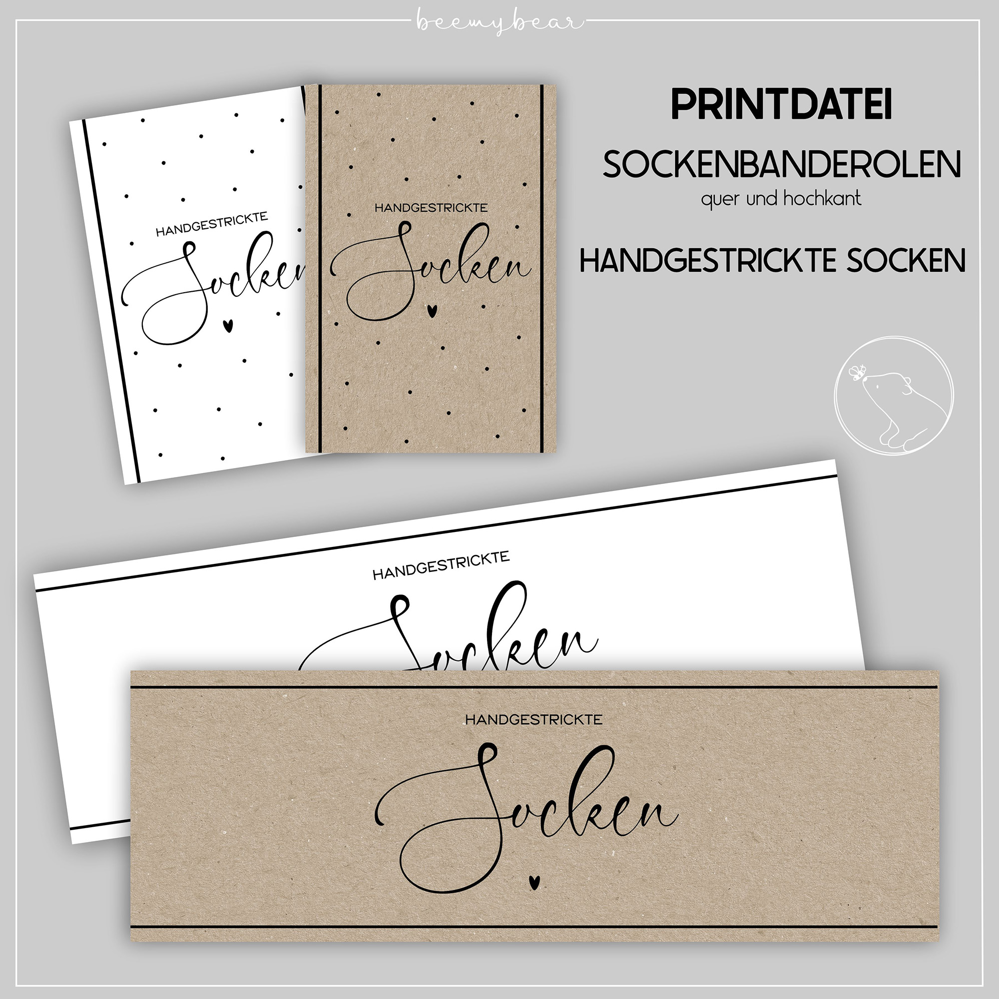 Printdatei Banderolen Handgestrickte Socken