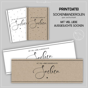 Printdatei Banderolen Mit viel Liebe ausgesuchte Socken