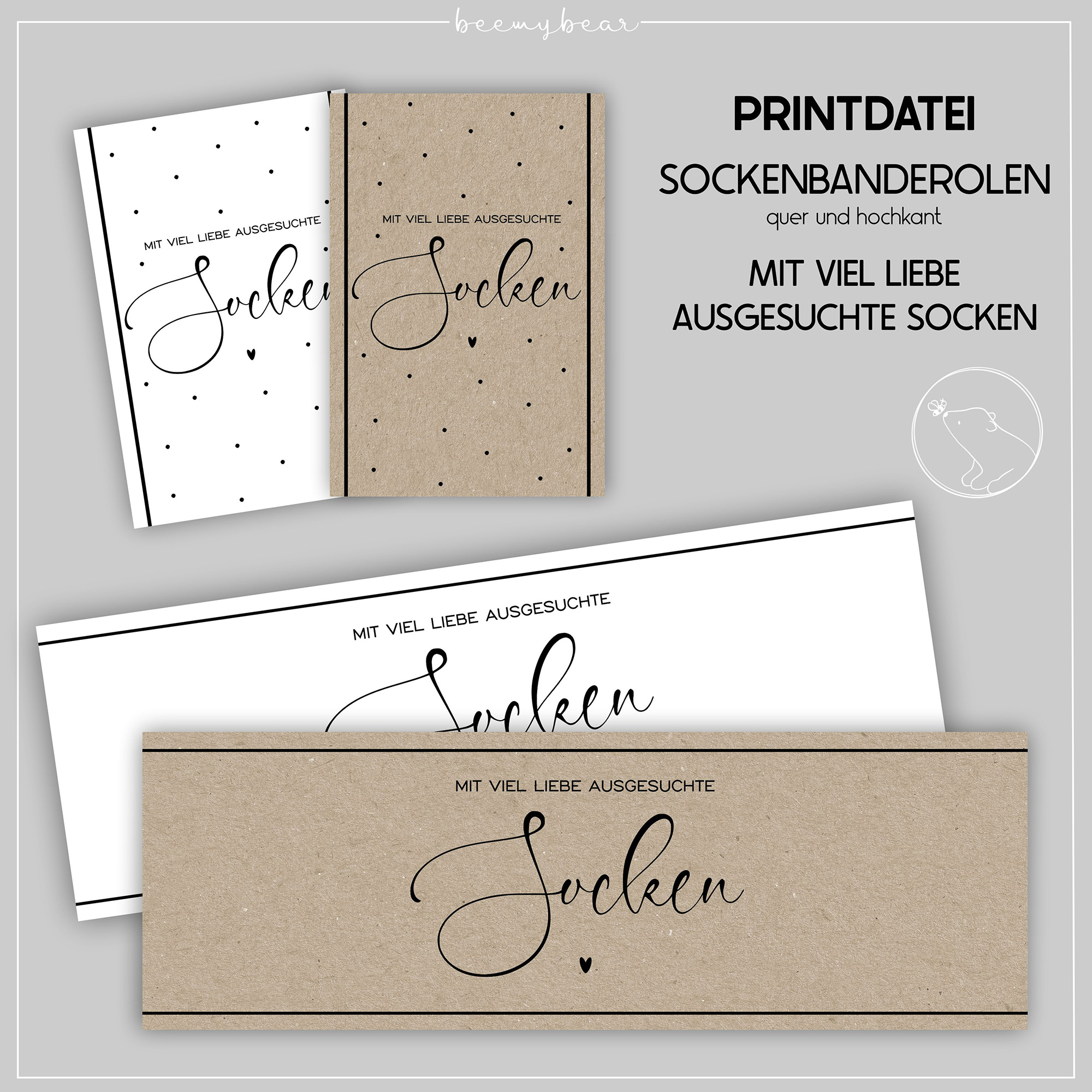 Printdatei Banderolen Mit viel Liebe ausgesuchte Socken