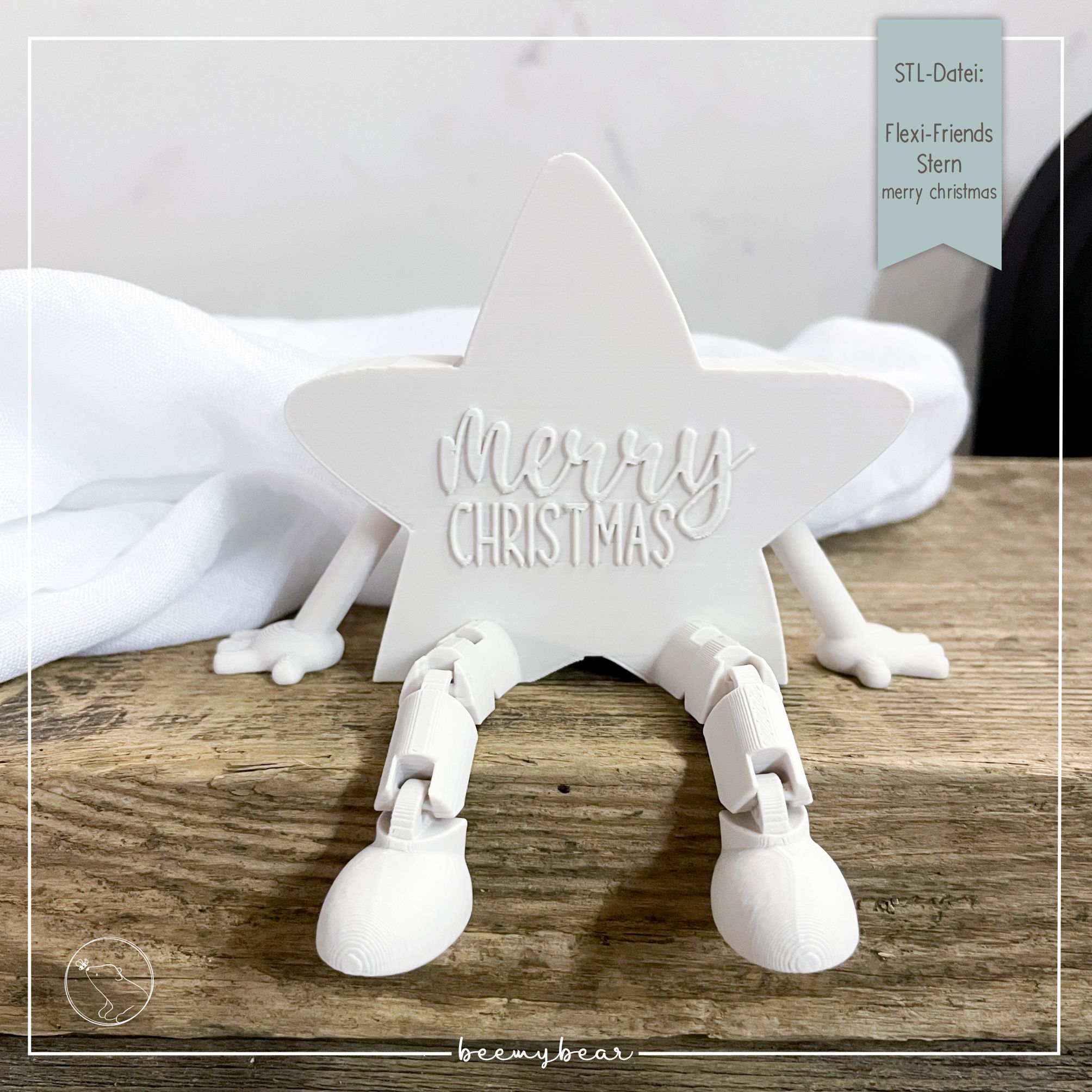 STL Datei Flexi Friends Stern merry christmas