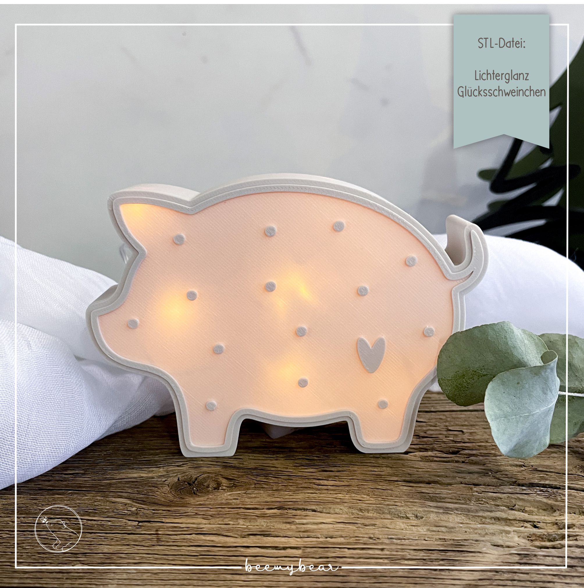 STL Datei Lichterglanz Glücksschweinchen