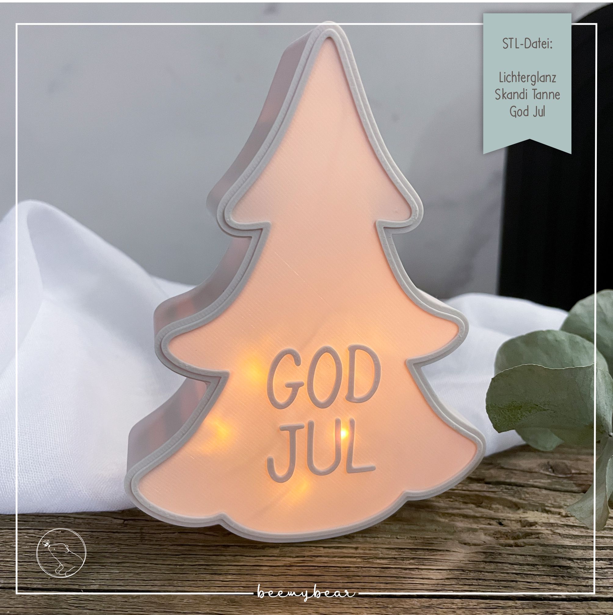 STL Datei Lichterglanz Skandi Tanne God Jul