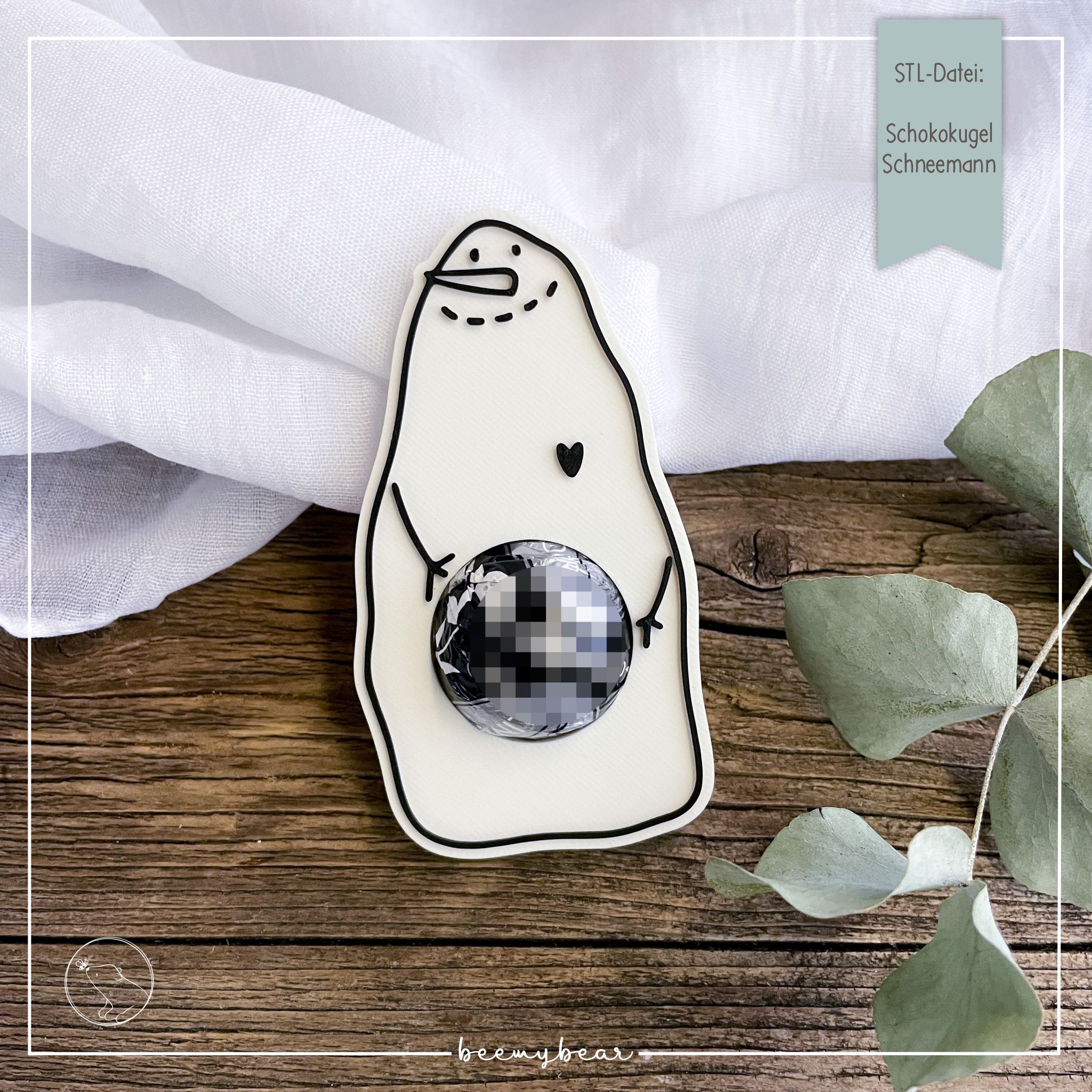STL Datei Schokokugel Schneemann