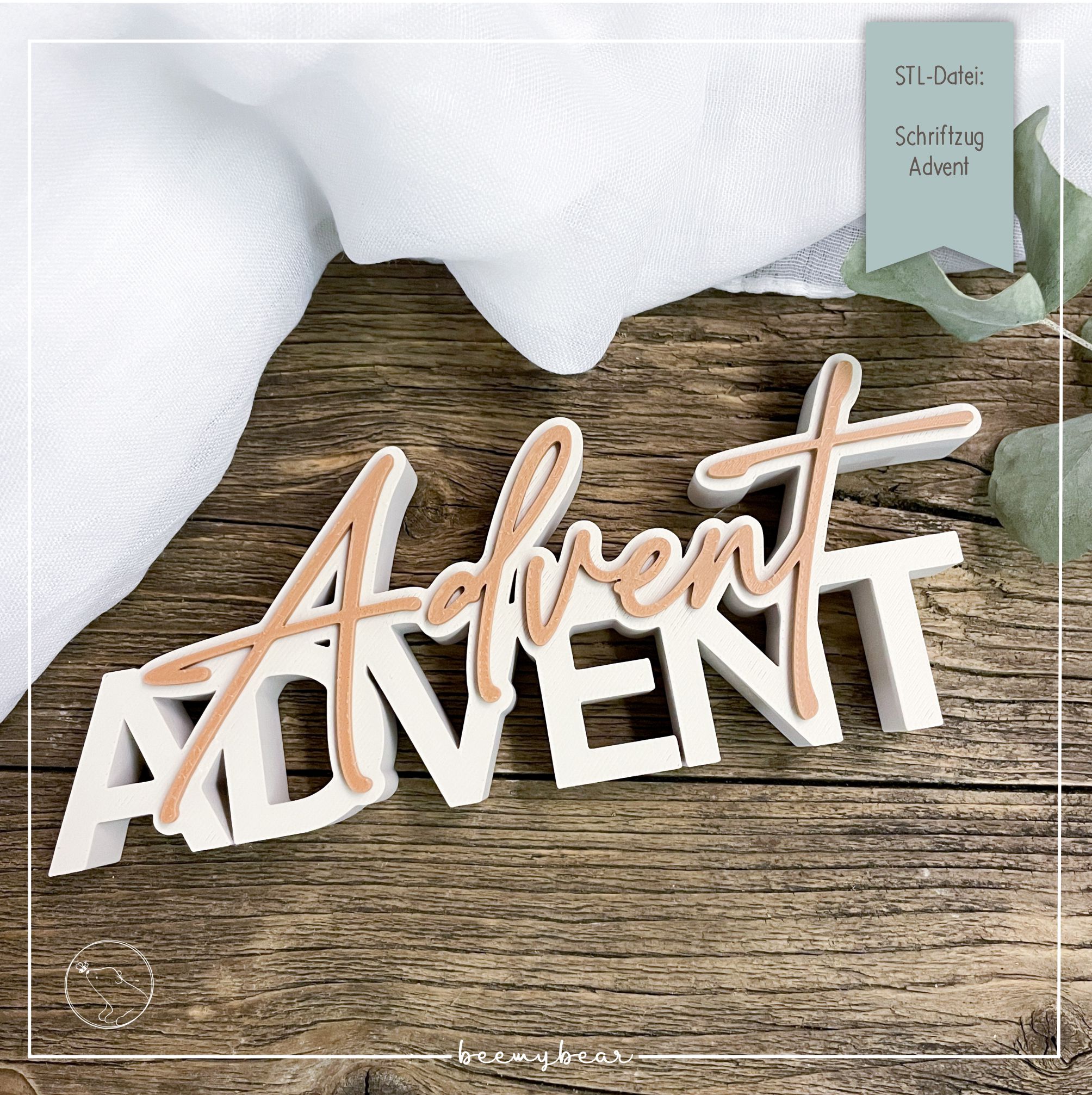 STL Datei Schriftzug Advent