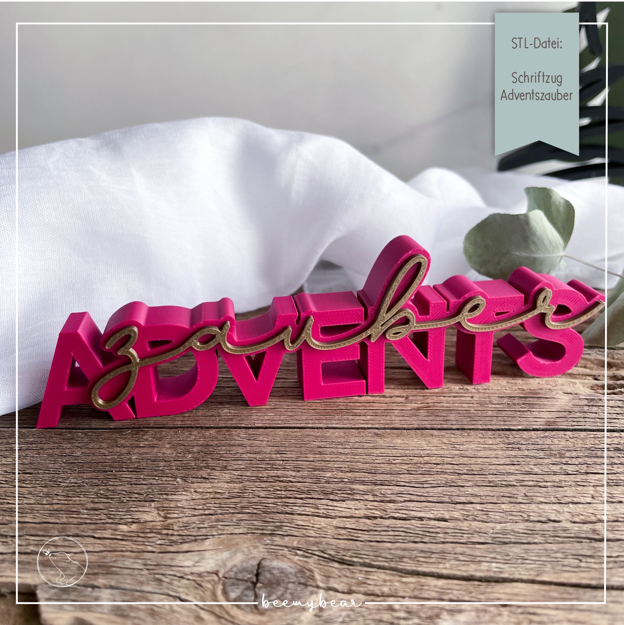 STL Datei Schriftzug Adventszauber