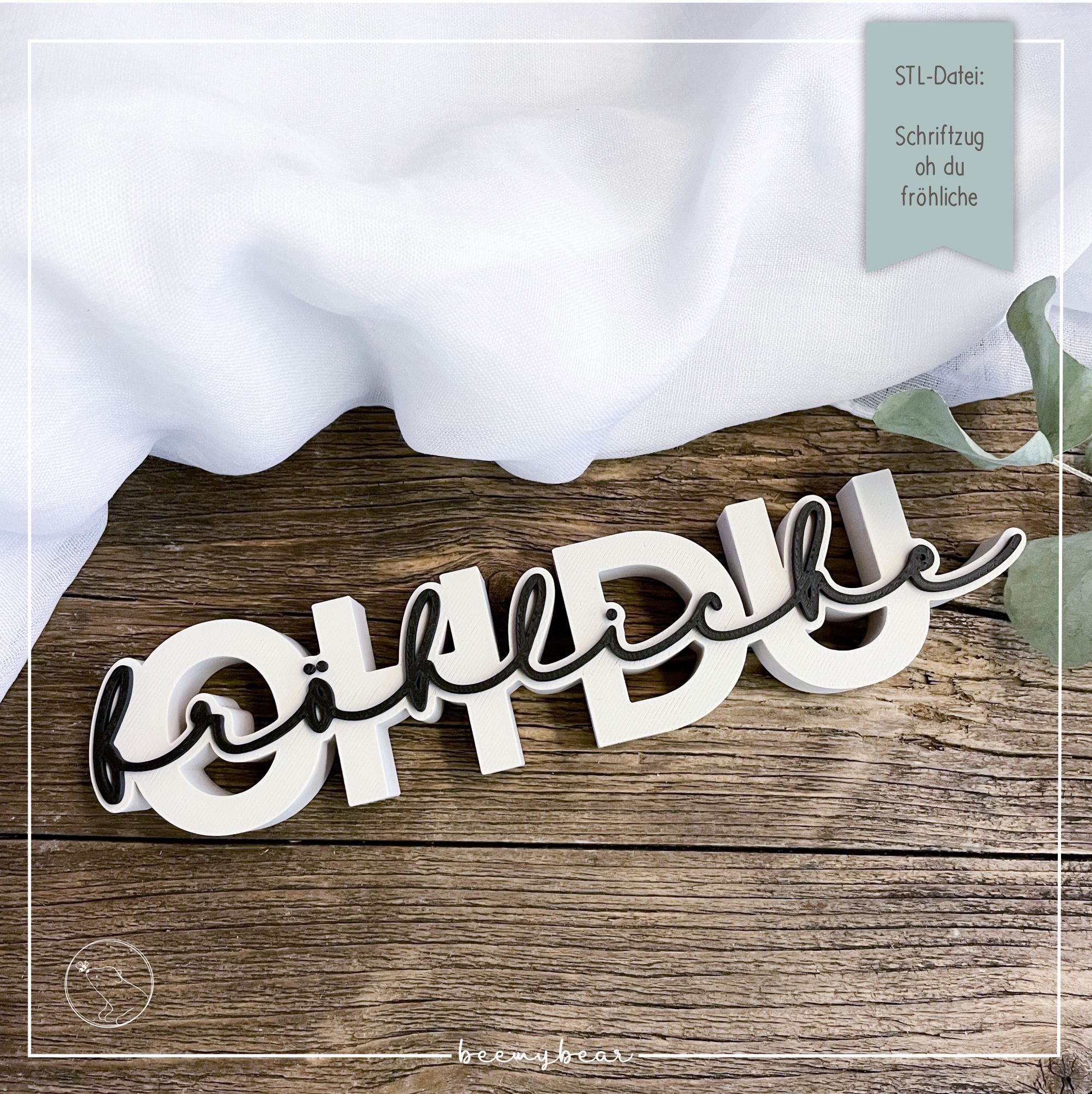 STL Datei Schriftzug Oh du fröhliche