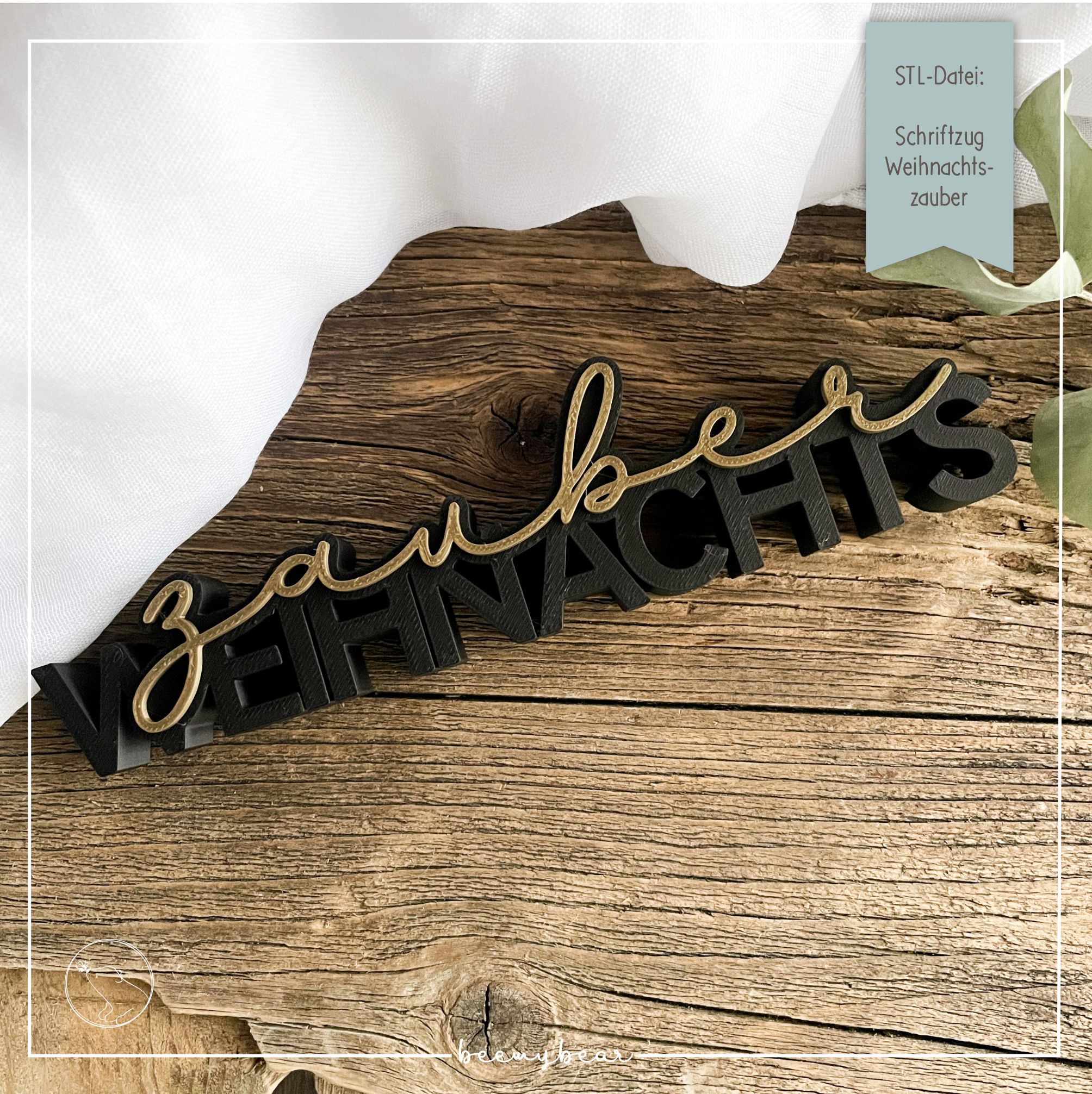 STL Datei Schriftzug Weihnachtszauber