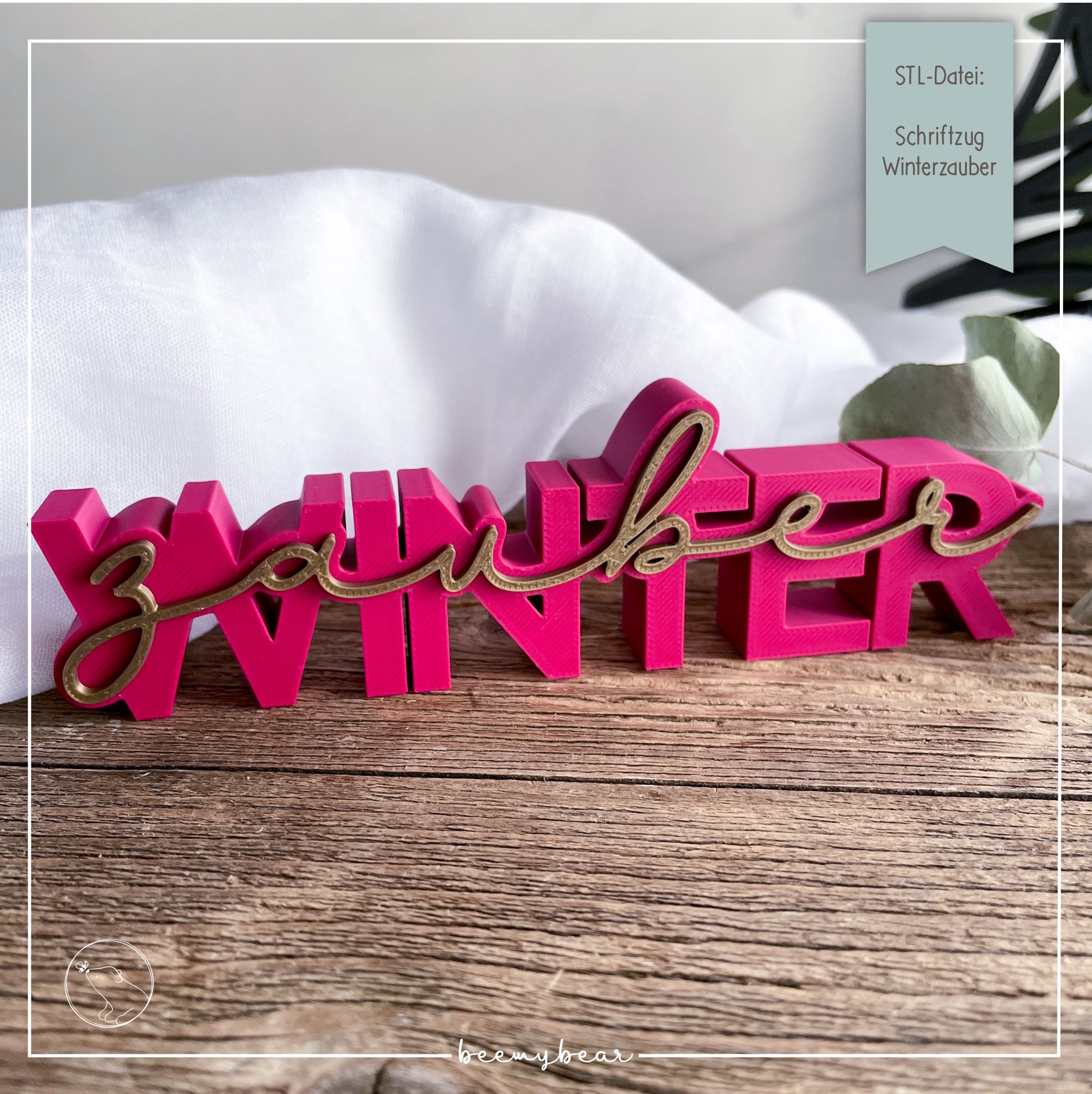 STL Datei Schriftzug Winterzauber