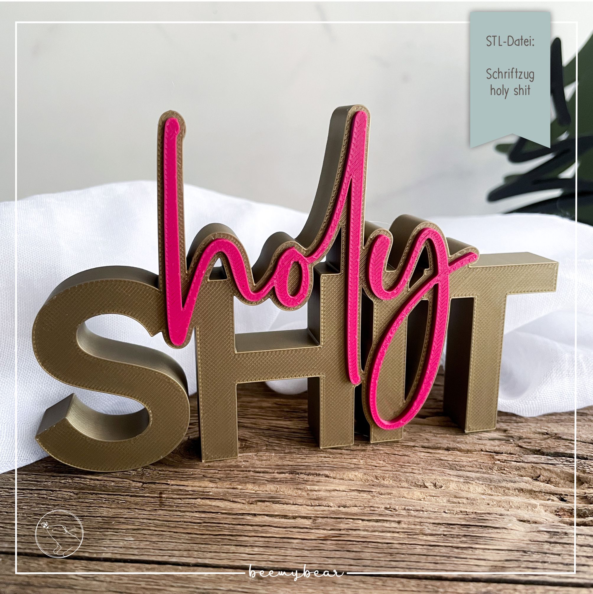 STL Datei Schriftzug holy shit