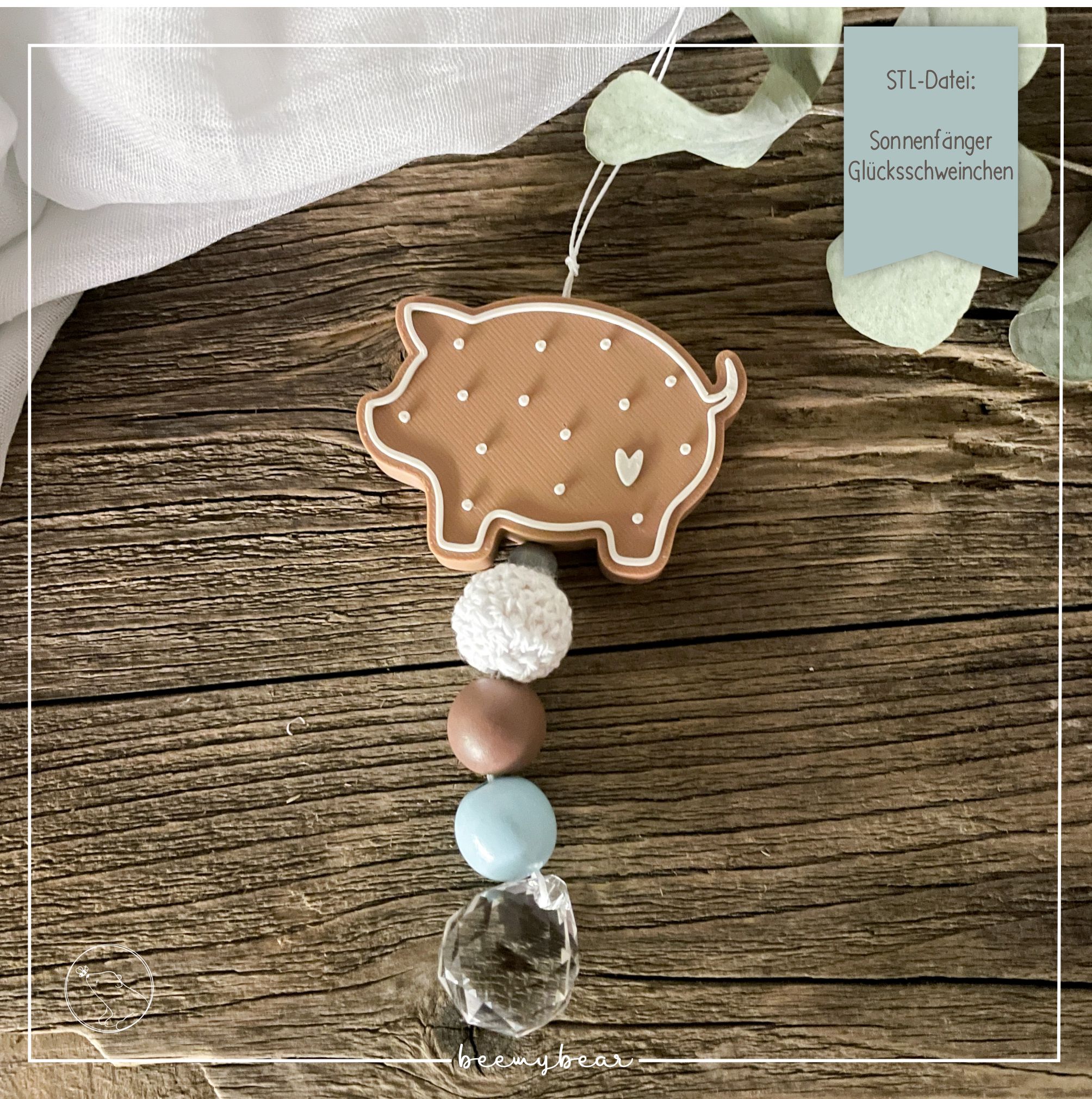 STL Datei Sonnenfänger Glücksschweinchen