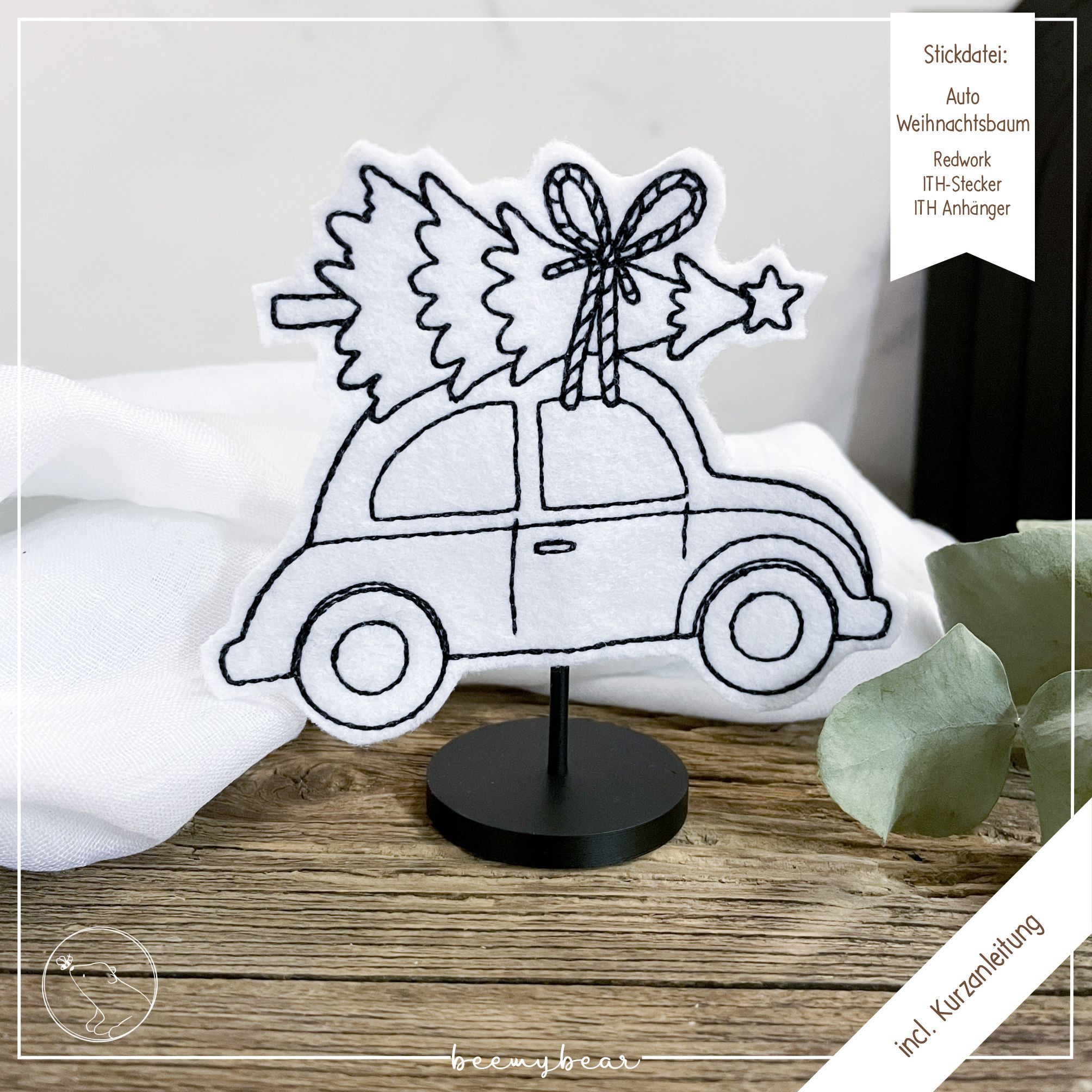 Stickdatei ITH Auto Weihnachtsbaum