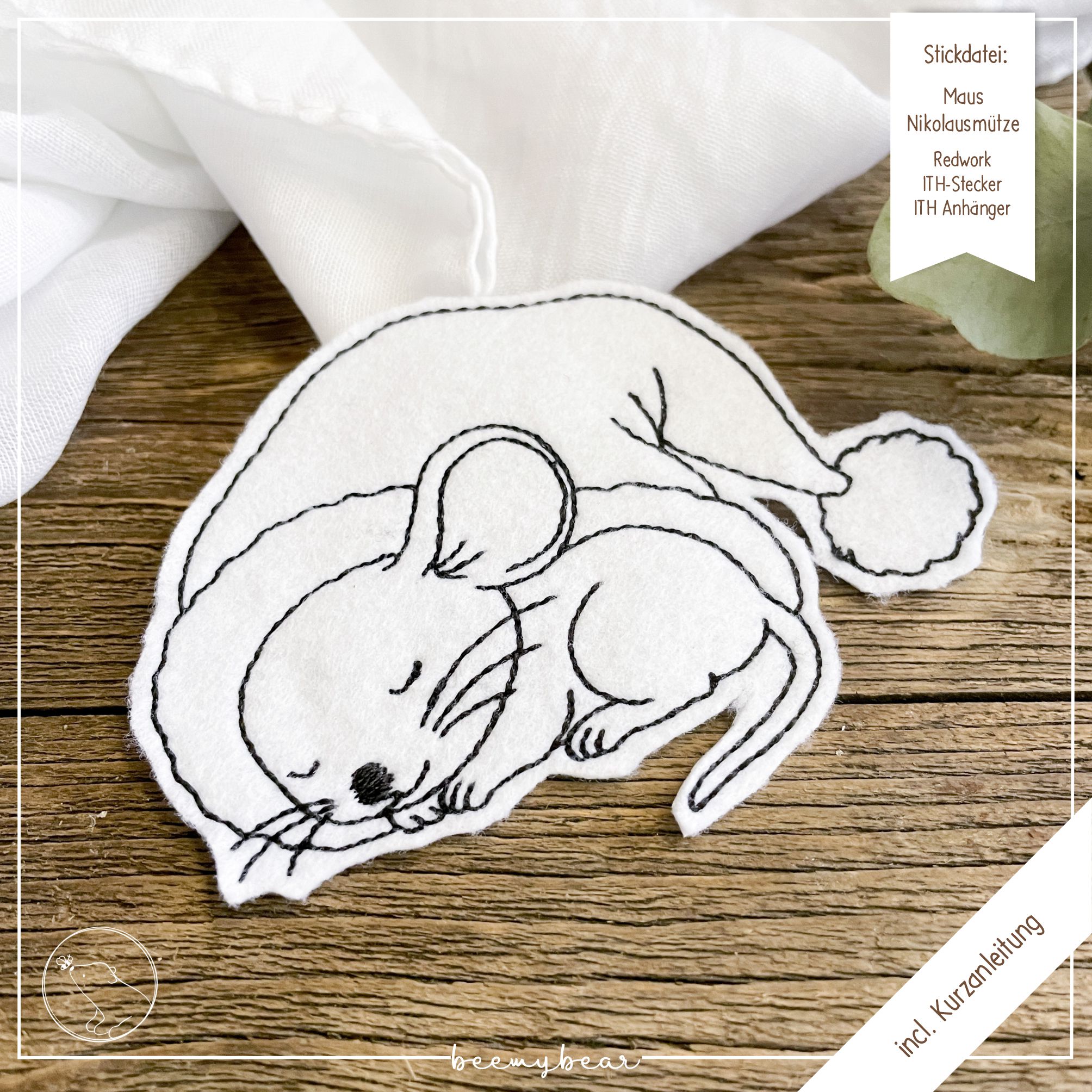 Stickdatei ITH Maus Nikolausmütze