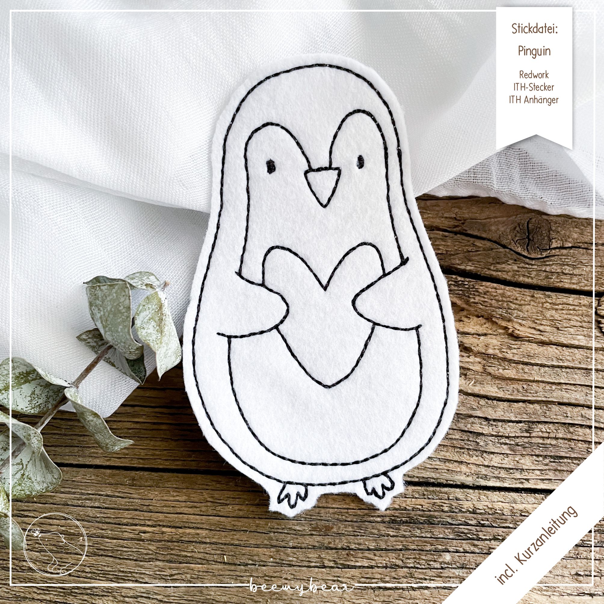 Stickdatei ITH Pinguin