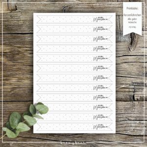 Printdatei Kerzenfähnchen Alle guten Wünsche