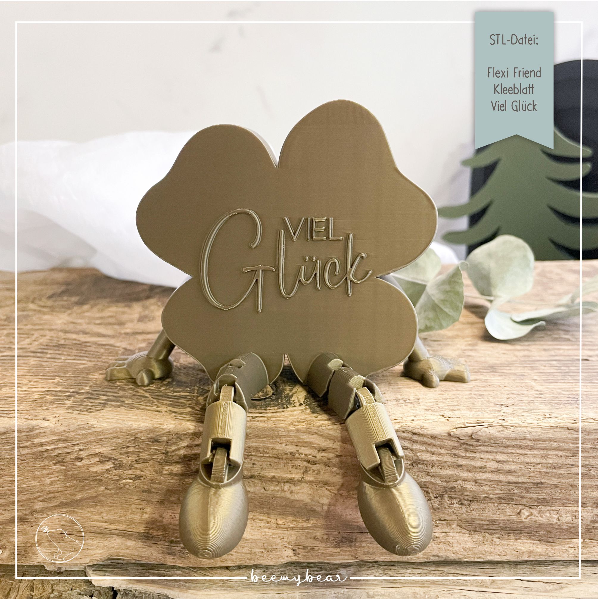 STL Datei Flexi Friend Kleeblatt Viel Glück